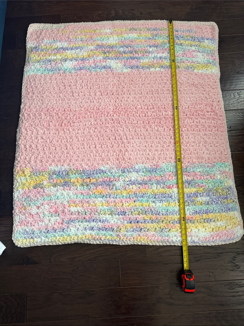 NWOT Plush Pink Pastel Patch Throw Blanket - Picture 3 of 5